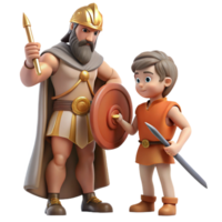 beautiful creative A wise Chiron teaching Achilles the ways of a warrior. Classical style. Soft, natural lighting professional png