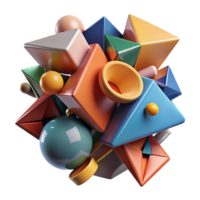 impressive traditional A dynamic composition of fragmented, geometric shapes, colliding and merging, with a bold, cubist style high resolution png