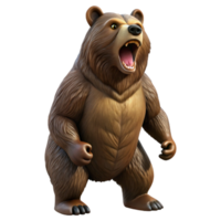 impressive creative A powerful grizzly bear standing on its hind legs, roaring towards the sky, depicted in a dynamic, action-packed style original png
