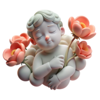 extraordinary artistic A sleeping Hypnos with poppy flowers in his hand, spreading a mist of slumber. Surreal style. Dreamlike, hazy lighting exclusive png