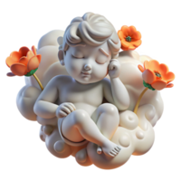 magnificent vintage A sleeping Hypnos with poppy flowers in his hand, spreading a mist of slumber. Surreal style. Dreamlike, hazy lighting high resolution png