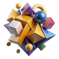 extraordinary modern A dynamic composition of fragmented, geometric shapes, colliding and merging, with a bold, cubist style high resolution png