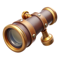 extraordinary modern A steampunk spyglass with brass and leather construction, intricate lenses and focusing mechanisms, extended for viewing, lit by a soft daylight original png