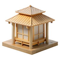 extraordinary artistic A minimalist Japanese teahouse constructed from bamboo and rice paper, soft natural daylight, watercolor painting style detailed png