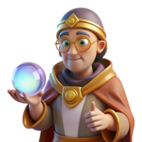 dramatic creative A wise oracle with blind eyes, holding a crystal ball that reveals the future. Mysterious, glowing lighting. Renaissance style high resolution png