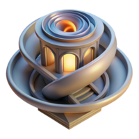 beautiful modern A swirling, gravity-defying Escher-esque building, illuminated by an impossible light source, surrealist painting style authentic png