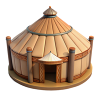 serene creative Yurt, traditional nomadic dwelling, circular structure, felt covering, nomadic architecture professional png