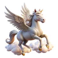 elegant contemporary A graceful Pegasus soaring through the clouds, its wings catching the sunlight, in a majestic, realistic style high resolution png