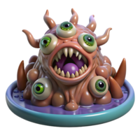 wonderful creative A grotesque, fleshy monstrosity with tentacles and multiple eyes, emerging from a pool of dark ichor, lit by bioluminescent fungi. H.R. Giger, biomechanical horror, surreal detailed png