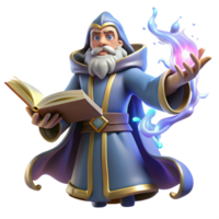 serene modern A powerful wizard casting a spell from a spellbook, surrounded by swirling arcane energy, illuminated by magical light, in a dramatic style high resolution png