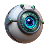 impressive traditional A bionic eye displaying a complex HUD interface, sharp, focused lighting, cyberpunk style high quality png