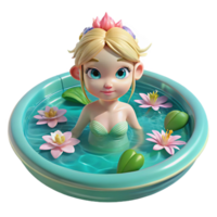 extraordinary contemporary A playful water nymph swimming in a crystal-clear pool, surrounded by lilies, in a serene, Impressionist style authentic png