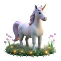 vibrant minimalist A serene unicorn with a coat of pure white, its horn glowing with a soft, celestial light, standing in a field of glowing wildflowers. Soft, diffuse lighting. Romantic style genuine png
