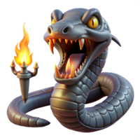 elegant minimalist A terrifying basilisk with venomous gaze, slithering through a dark dungeon, lit by a single torch. Gothic style original png