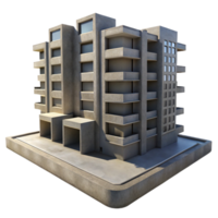 elegant abstract Brutalist concrete apartment block, repetitive geometric forms, stark shadows, harsh midday sun, photorealistic rendering detailed png