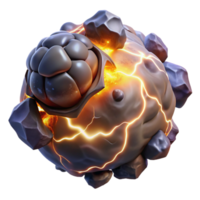 magnificent vintage A powerful elemental composed of swirling earth and stone, illuminated by lightning strikes, in a dynamic and surreal style professional png