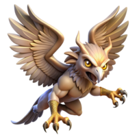magnificent artistic A fierce harpy with sharp talons and leathery wings, swooping down from a stormy sky, lit by flashes of lightning. Baroque style original png
