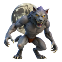 elegant classic A fierce werewolf transforming under the full moon, its fur bristling, in a terrifying, horror style genuine png