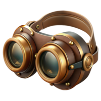 wonderful creative A steampunk goggles, with intricate lenses and adjustable straps, brass and leather, soft, diffused lighting, vintage photography style high resolution png