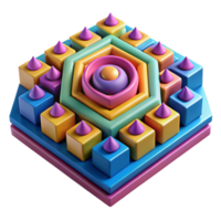 dramatic artistic A field of colorful, geometric shapes, arranged in a hypnotic, optical illusion pattern, in a bold, Op Art style high quality png