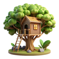 dramatic rustic Treehouse nestled in a forest canopy, rustic design, natural materials, dappled sunlight filtering through leaves, whimsical illustration style genuine png