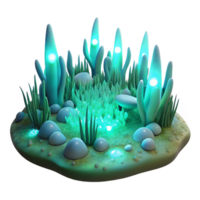 dramatic contemporary A field of glowing, phosphorescent algae, creating a mesmerizing, underwater scene, with a soft, bioluminescent light and a marine biology style detailed png