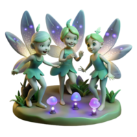 magnificent minimalist A group of playful pixies with iridescent wings, dancing in a moonlit glade, bioluminescent flora illuminating the scene, whimsical and enchanting style original png