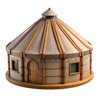 impressive rustic Yurt, traditional nomadic dwelling, circular structure, cozy interior detailed png