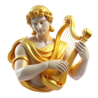 magnificent modern A radiant Apollo playing a golden lyre, surrounded by the Muses. Renaissance style. Soft, golden lighting professional png