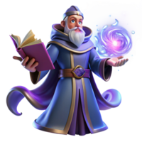 dramatic artistic A powerful wizard casting a spell from a spellbook, surrounded by swirling arcane energy, illuminated by magical light, in a dramatic style professional png