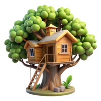 extraordinary vintage Treehouse nestled in a forest canopy, rustic design, natural materials, dappled sunlight filtering through leaves, whimsical illustration style high quality png