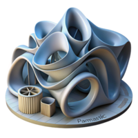 elegant modern Parametric architecture, complex curves and surfaces, algorithmic design, innovative architectural style 4K png