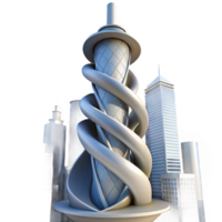 wonderful vintage Spiral skyscraper, twisting form, dynamic composition, futuristic city skyline, innovative architecture 4K png