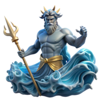 wonderful modern A powerful Poseidon wielding a trident, commanding the waves of a stormy sea. Baroque style. Dramatic, dark lighting high resolution png