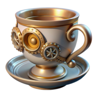 beautiful abstract A steampunk teacup, porcelain and brass, intricate filigree design, soft, diffused lighting genuine png