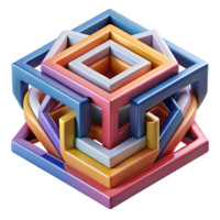 vibrant creative A complex, multi-layered composition of geometric shapes and lines, creating an optical illusion, in a bold, Op Art style genuine png