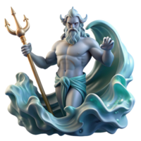 dramatic abstract A powerful Poseidon wielding a trident, commanding the waves of a stormy sea. Baroque style. Dramatic, dark lighting original png