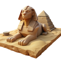 vibrant minimalist A stoic sphinx with weathered stone features, gazing out over a desolate desert, under the harsh midday sun. Egyptian tomb painting style professional png