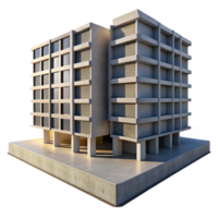stunning contemporary Brutalist concrete apartment block, repetitive geometric forms, stark shadows, harsh midday sun, photorealistic rendering genuine png