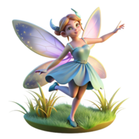 beautiful contemporary A playful fairy with delicate wings and a shimmering dress, dancing in a moonlit meadow, illuminated by the soft glow of the moon. Romantic style professional png
