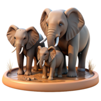 serene abstract A family of elephants bathing in a muddy waterhole, illuminated by the warm afternoon sun, in a photorealistic style detailed png