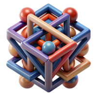 impressive classic A complex, multi-layered composition of geometric shapes and lines, creating an optical illusion, in a bold, Op Art style premium png