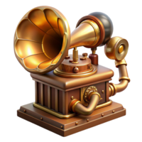 elegant abstract A steampunk phonograph, brass horn, intricate clockwork mechanism, warm, nostalgic lighting exclusive png
