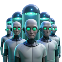 wonderful modern A group of genetically modified humans, with glowing eyes and unusual skin patterns, in a sterile, futuristic laboratory. Biopunk style, clinical lighting, detailed textures authentic png