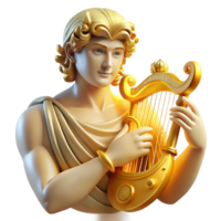 extraordinary abstract A radiant Apollo playing a golden lyre, surrounded by the Muses. Renaissance style. Soft, golden lighting premium png