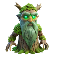 extraordinary contemporary A wise old tree spirit with glowing eyes and moss-covered branches, watching over a forest, in a mystical, fantasy style high quality png