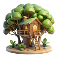 impressive contemporary Treehouse nestled in a forest canopy, rustic design, natural materials, dappled sunlight filtering through leaves, whimsical illustration style authentic png