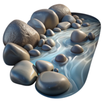 extraordinary abstract A crystal clear stream flowing over smooth pebbles, dappled sunlight, realistic style authentic png