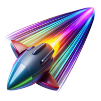serene vintage A futuristic spaceship warping through hyperspace, vibrant, colorful streaks of light, dynamic style high quality png