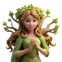 stunning rustic A graceful dryad with bark-like skin and flowing vines for hair, embracing a giant oak tree, bathed in dappled sunlight. Pre-Raphaelite style genuine png